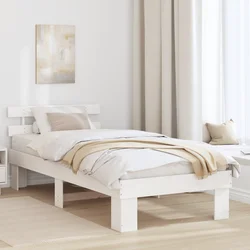 vidaXL Posteljni okvir z naslonom Bela 75x190 cm Trden bor
