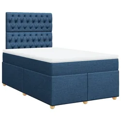 Vidaxl Box spring postelja z vzmetnico moder 120x200 cm blago
