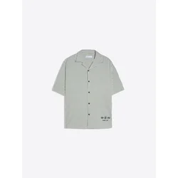 Bershka Srajca  temno zelena / bela