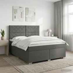 vidaXL Postelja boxspring z vzmetnico Temno siva 140 x 190 cm Blago