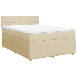 vidaXL vidaXL Box spring postelja z vzmetnico krem 140x190 cm blago, (21305595)