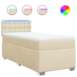 Vidaxl Box spring postelja z vzmetnico krem 100x200 cm blago