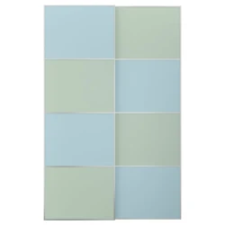 MEHAMN Par kliznih vrata, aluminijum dvostrano/svetloplava svetlozelena, 150x236 cm