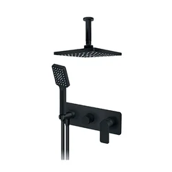Rosan S.2 BLACK Uzidna baterija sa plafonskim tušem 210x210mm i ručnim tušem