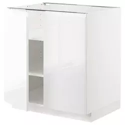 METOD Podni element s policama/2 vrata, bela/Voxtorp v. sjaj bela, 80x60 cm