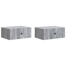 Noćni ormarić za montažu na zid s ladicama 2 pcs Siva sonoma