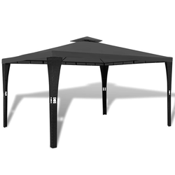 VIDAXL paviljon iz poli ratana s temno sivo streho (3x4m)