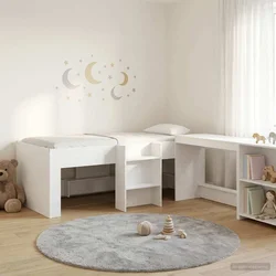 Krevet za djecu s visokim okvirom i stolom Bijela 80 x 200 cm