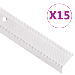Rubnjaci za stepenice L-oblik 15 kom aluminijski 100 cm srebrni