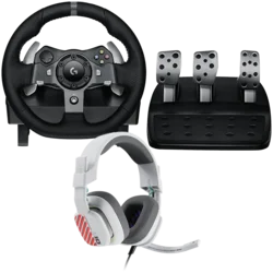 LOGITECH G920 Driving Force Racing Wheel + Astro A10 - WHITE