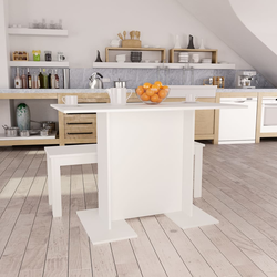 vidaXL Jedilna miza bela 110x60x75 cm iverna plošča