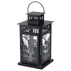 KUSTFYR Fenjer za top sveću, splj/un, crna, 44 cm