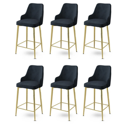 HANAH HOME Set 6 barskih stolica Enox Anthracite Gold
