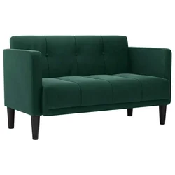Vidaxl Dvosed temno zelen 111 cm žamet