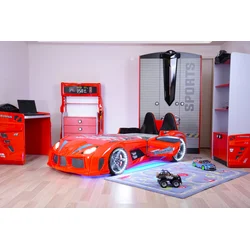 Hanah Home Dečiji krevet - auto 130x60??x235cm Crni