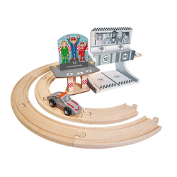 Drevená autodráha Porsche Racing Extension Set Eichhorn s pretekárskym autom 14 dielov od 3 rokov EH9475860