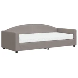 Vidaxl Dnevna postelja z vzmetnico taupe 90x200 cm blago
