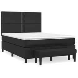 Vidaxl Box spring postelja z vzmetnico črn 140x200 cm umetno usnje