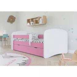 Dječji krevet s ogradicom Ourbaby - krevet bez prostora za skladištenje (140x70cm), ružičasto-bijeli