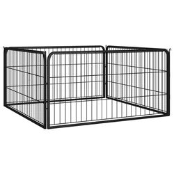 Ograda za pse s 4 panela crna 100 x 50 cm čelik obložen prahom