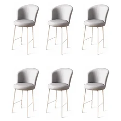 Hanah Home Set barskih stolica Uras, 6 komada, Sivo-beli