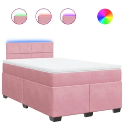 Vidaxl Box spring postelja z vzmetnico roza 120x200 cm žamet