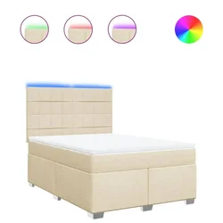 Vidaxl Box spring postelja z vzmetnico krem 140x190 cm blago