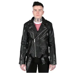 Moška jakna (biker) STRAIGHT TO HELL - Vegan Commando - Black/Silver - Ball Pull/Red Lining - VEG-COM-BLK-SIL
