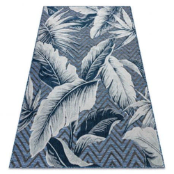 eoshop Preproga Structural BOTANIC 65242 Perje, cikcak plosko tkano za balkon, teraso - temno modra ( - Velikost: 78x150 cm)