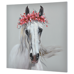 [art.work] Ročno izdelana slika-konj-laneno platno, s klinastim podokvirjem-100x100x3,8 cm