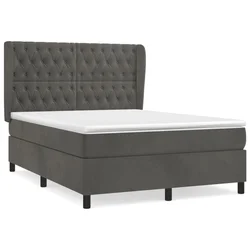 Vidaxl Box spring posteljni z vzmetnico temno siv 140x190 cm žamet