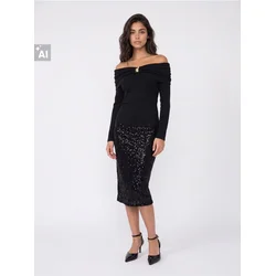 Sinsay - Off shoulder bluza sa dodatkom viskoze - crno