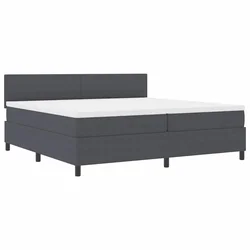 Vidaxl LED Box Spring Postelja Temno siva in bela 200 x 200 cm