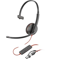 Poly Blackwire 3210 Monaural USB-C Black Headset +USB-C/A Adapter (Bulk) 8X2J8A6