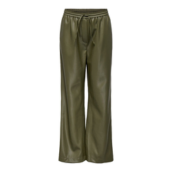 Only Ženske pantalone Jovana, Kožne, Široke nogavice, Zelene