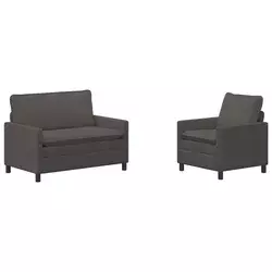 Vidaxl Kavčna garnitura 2 pcs Temno siva Blago