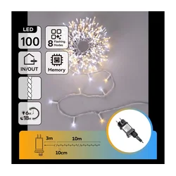 Aigostar - LED spoljašnji božićni lanac 100xLED/8 funkcija 13m IP44 toplo/hladno