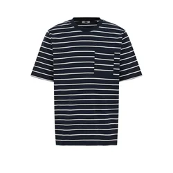 WE Fashion Majica temno modra/bela