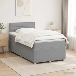 Postelja boxspring z vzmetnico Svetlo siva 120 x 190 cm Blago