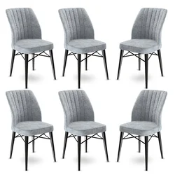 Hanah Home Set 6 trpezarijskih stolica Flex Sivo-Crni