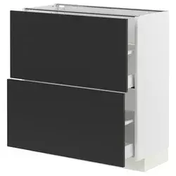 METOD / MAXIMERA Podni element,2 fioke, bela/Nickebo boja antracita, mat, 80x37 cm