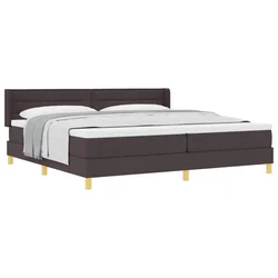 Vidaxl Postelja z vzmetnico z vzmetnico Temno rjava 200 x 200 cm blago