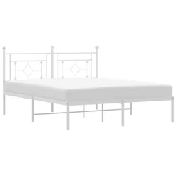 Vidaxl Kovinski posteljni okvir z vzglavjem bel 150x200 cm