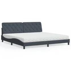 Krevet s madracem tamnosivi 200x200 cm baršunasti