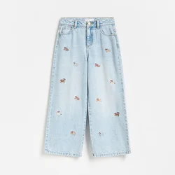 Reserved - Wide leg farmerke s vezenim dezenom