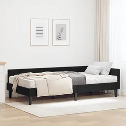 Kutni krevetni okvir s madracem Ostalo 2 pcs Crna Baršun
