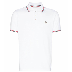 MONCLER TRICOLOR DETAILED COTTON POLO SHIRT WHITE