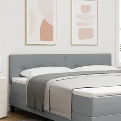LED glava kreveta s LED trakama Svijetlo siva 180 cm tkanina