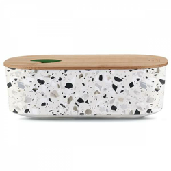 Biorazgradljiva ovalna posodica za malico Bioloco plant 18 x 9,5 x 6 cm, Natural terrazzo