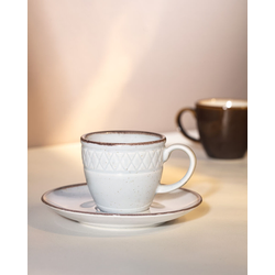 Madame Coco Set šoljica za kafu sa tacnama Antique , 90 ml, 12 delova, Sivi